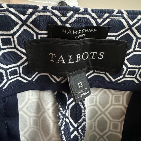 Talbots Pants Navy and White 12 - Picture 2 of 3